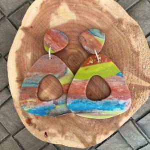 Handmade Clay Open Rounded Triangle Earringd